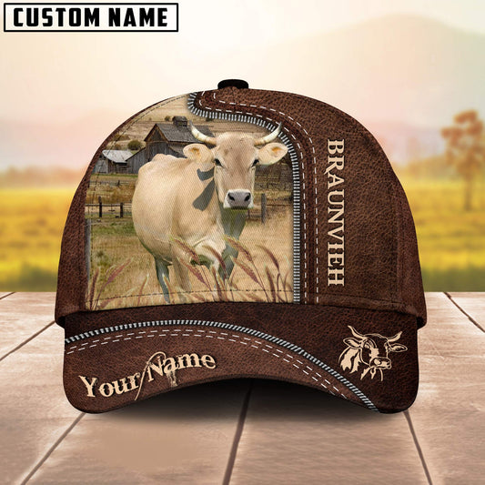 Uni Braunvieh Customized Name Leather Pattern Cap