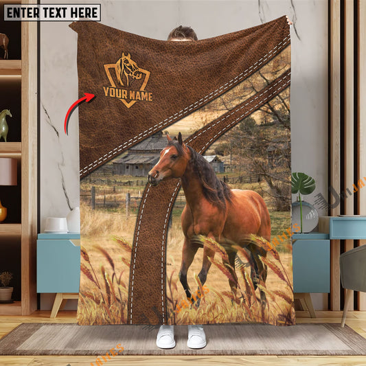 Uni Personalized Name Horse Brown Blanket