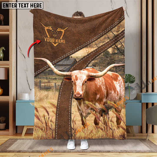 Uni Personalized Name Texas Longhorn Brown Blanket