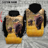 Uni Personalized Name Your Bison Cattle On The Farm All Over Printed 3D Hoodie