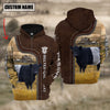 Uni Belted Galloway Farming Leather Pattern Personalized 3D Hoodie