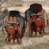 Uni Red Angus Cattle US Flag All Over Printed 3D Cattle Hoodie TT3