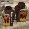 Uni Red Angus Farming Leather Pattern Personalized 3D Hoodie