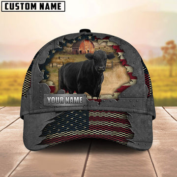 Uni Black Angus Customized Name US Flag Net Cap