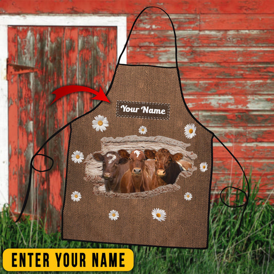 Uni Personalized Name Shorthorn Happiness 3D Apron