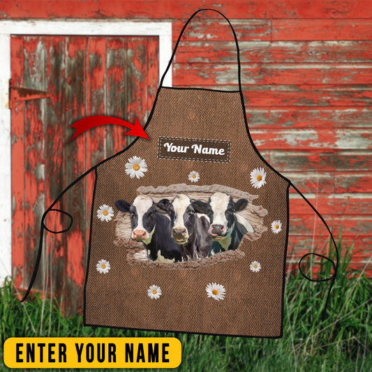 Uni Personalized Name Holstein Happiness 3D Apron