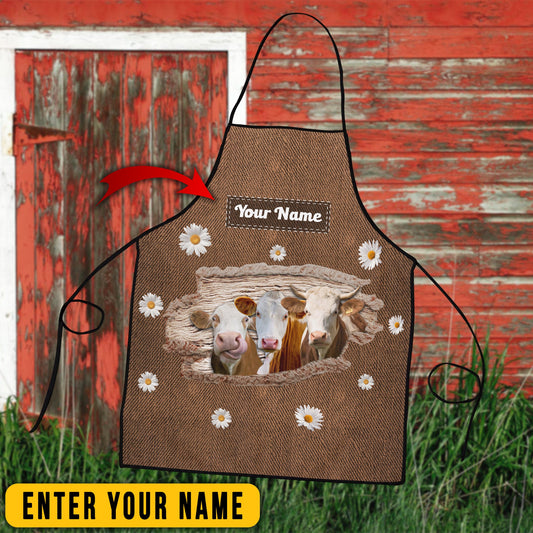 Uni Personalized Name Simmental Happiness 3D Apron