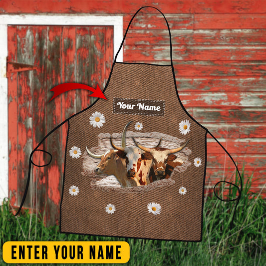 Uni Personalized Name Texas Longhorn Happiness 3D Apron