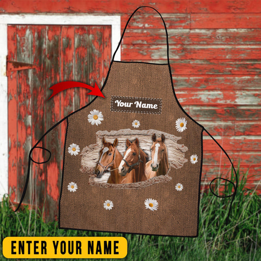 Uni Personalized Name Horse Happiness 3D Apron