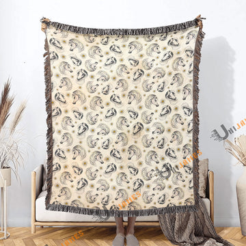 UniJames Horse Flower Pattern Woven Blanket