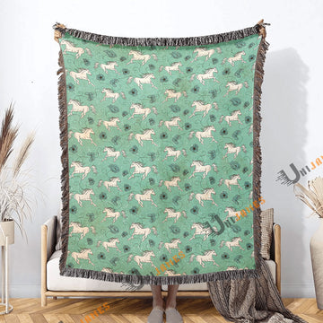 UniJames Horse Mint Pattern Woven Blanket