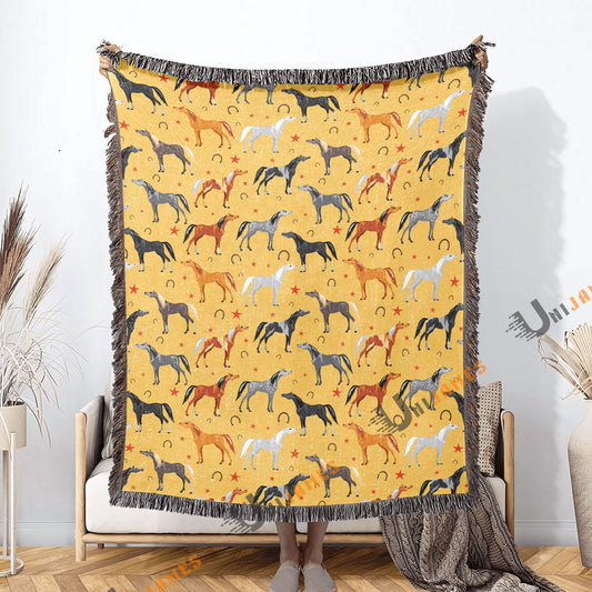 UniJames Horse Horseshoes Pattern Woven Blanket