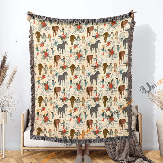 UniJames Horse Cowboy Pattern Woven Blanket