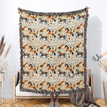 UniJames Horse Blossom Pattern Woven Blanket