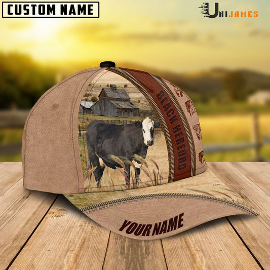 Uni Black Hereford Farming Light Brown Personalized Name Cap