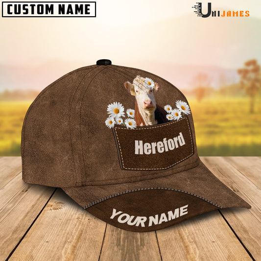 Uni Hereford Daisy Flowers Brown Customized Name Cap