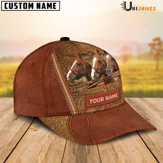 Uni Brown Horse Happy Face Cattle Customized Name Cap