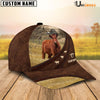 Uni Red Angus Amazing Farm Leather Pattern Customized Name Cap