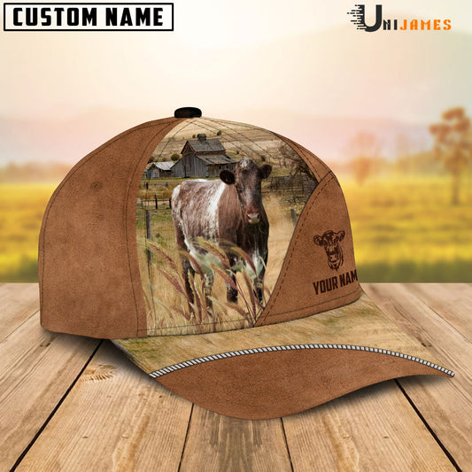 Uni Shorthorn Cattle Personalized Name Brown Farm Cap