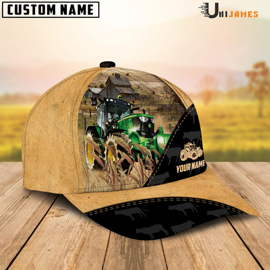 Uni Tractor Cattle Black & Yellow Personalized Name Cap