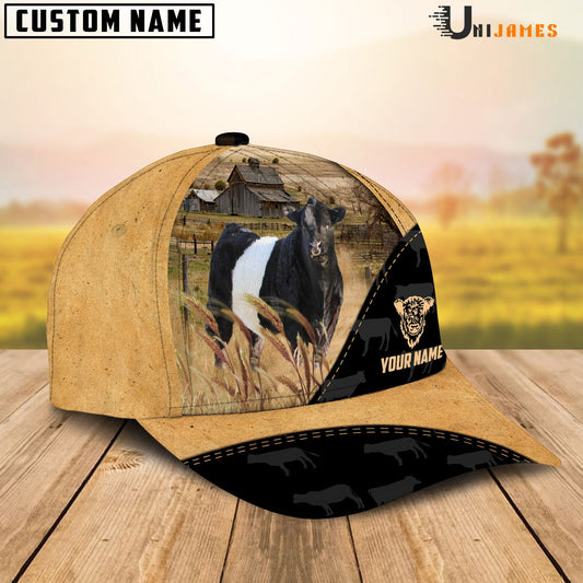 Uni Belted Galloway Cattle Black & Yellow Personalized Name Cap