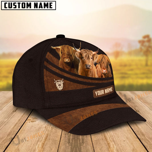 Uni Highland Farm Leather Pattern Customized Name Cap