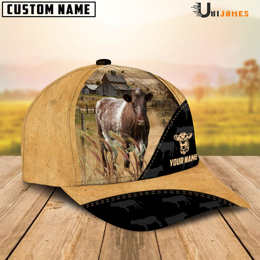 Uni Shorthorn Cattle Black & Yellow Personalized Name Cap