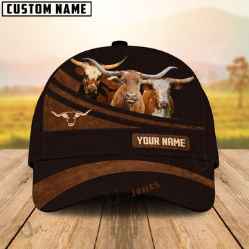 Uni Texas Longhorn Farm Leather Pattern Customized Name Cap