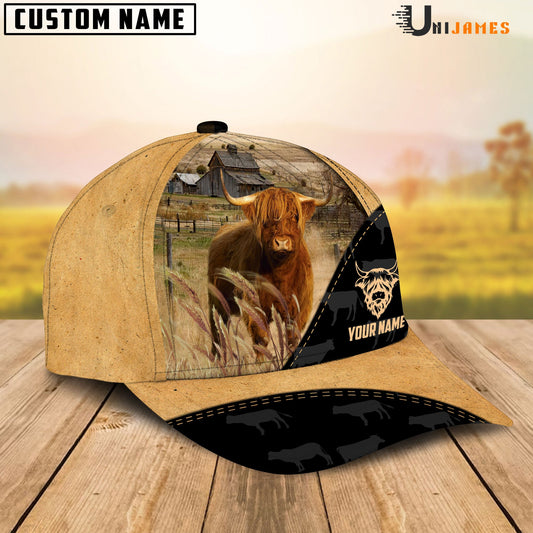 Uni Highland Cattle Black & Yellow Personalized Name Cap