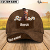 Uni Horse Daisy Flowers Brown Customized Name Cap