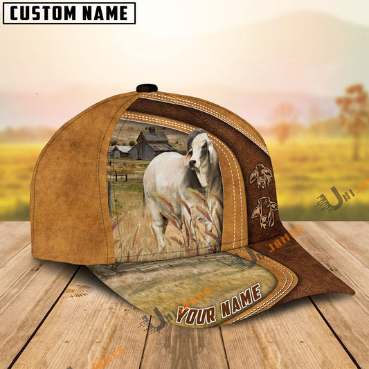 Uni Brahman Ranch Lift Leather Pattern Customized Name Cap