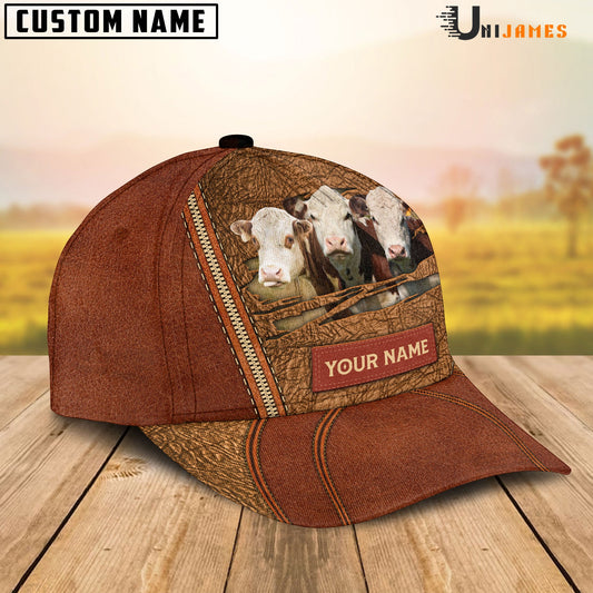 Uni Hereford Happy Face Cattle Customized Name Cap