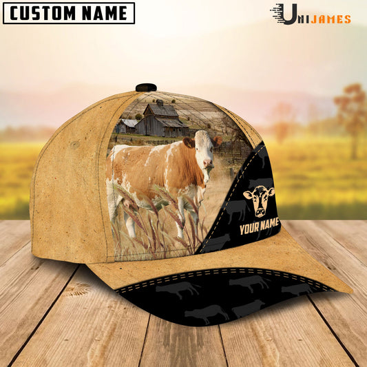 Uni Simmental Cattle Black & Yellow Personalized Name Cap