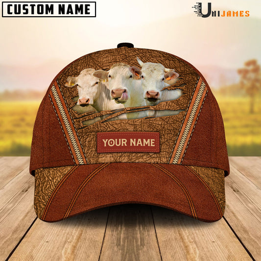 Uni Charolais Happy Face Cattle Customized Name Cap