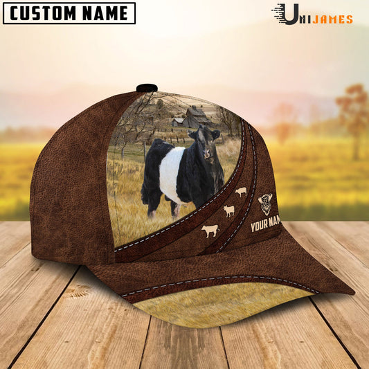 Uni Belted Galloway Amazing Farm Leather Pattern Customized Name Cap