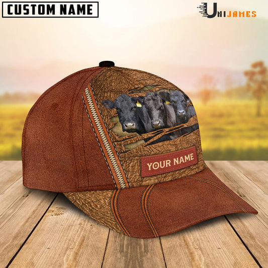 Uni Black Angus Happy Face Cattle Customized Name Cap