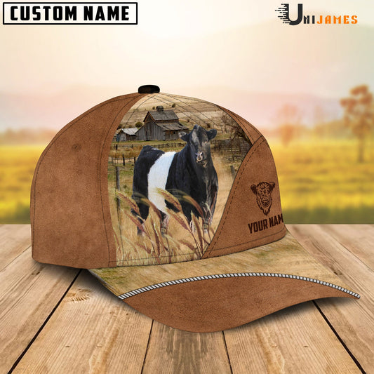 Uni Belted Galloway Cattle Personalized Name Brown Farm Cap