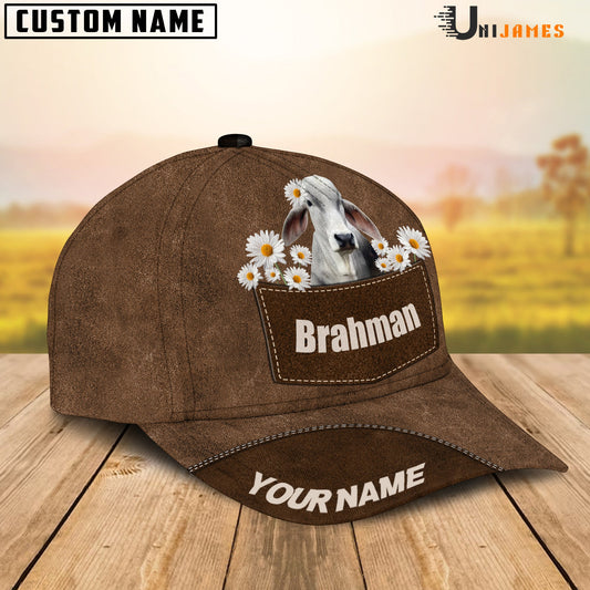 Uni Brahman Daisy Flowers Brown Customized Name Cap