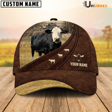 Uni Black Baldy Amazing Farm Leather Pattern Customized Name Cap