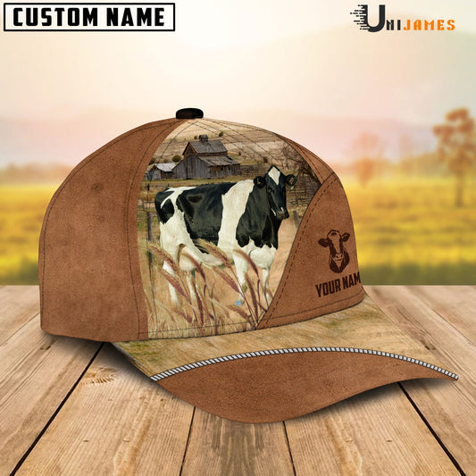 Uni Holstein Cattle Personalized Name Brown Farm Cap