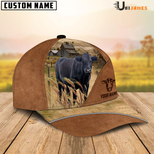 Uni Black Angus Cattle Personalized Name Brown Farm Cap