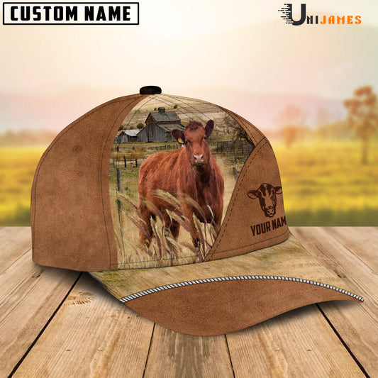 Uni Red Angus Cattle Personalized Name Brown Farm Cap