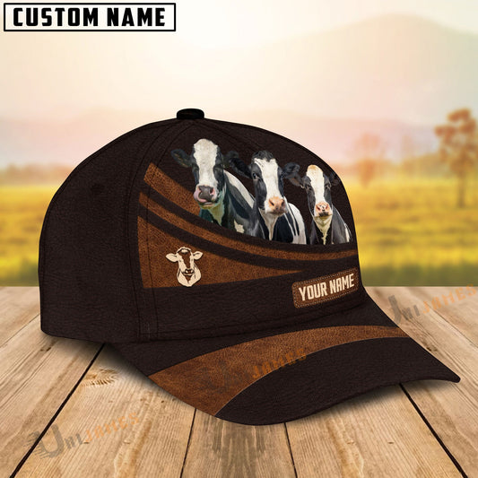 Uni Holstein Farm Leather Pattern Customized Name Cap