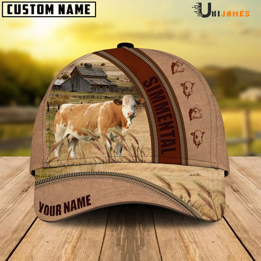 Uni Simmental Farming Light Brown Personalized Name Cap