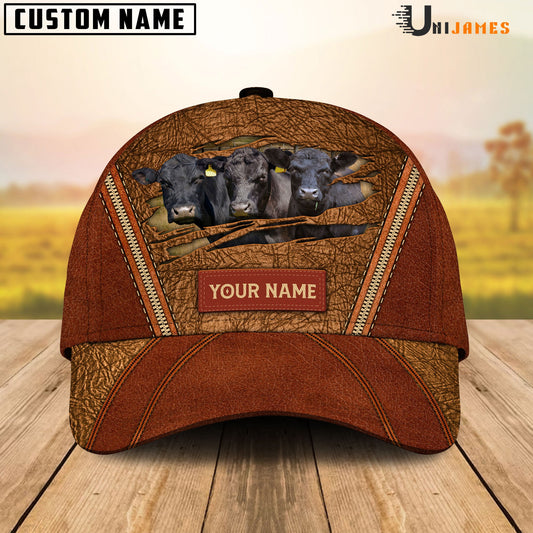 Uni Black Angus Happy Face Cattle Customized Name Cap