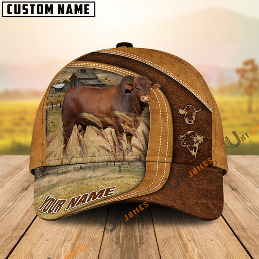 Uni Beefmaster Ranch Lift Leather Pattern Customized Name Cap