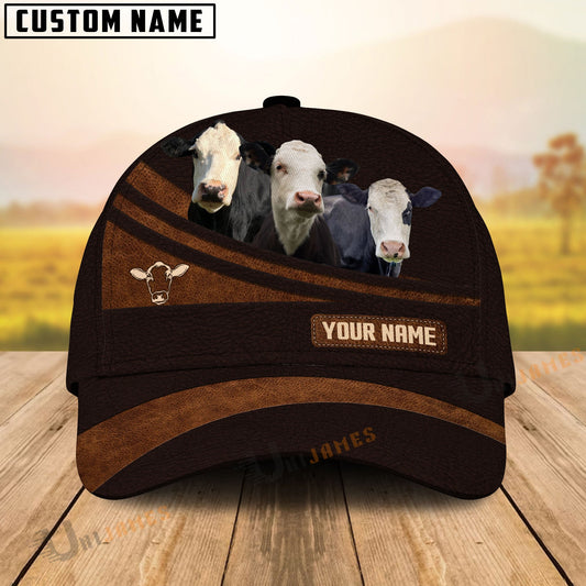 Uni Black Baldy Farm Leather Pattern Customized Name Cap