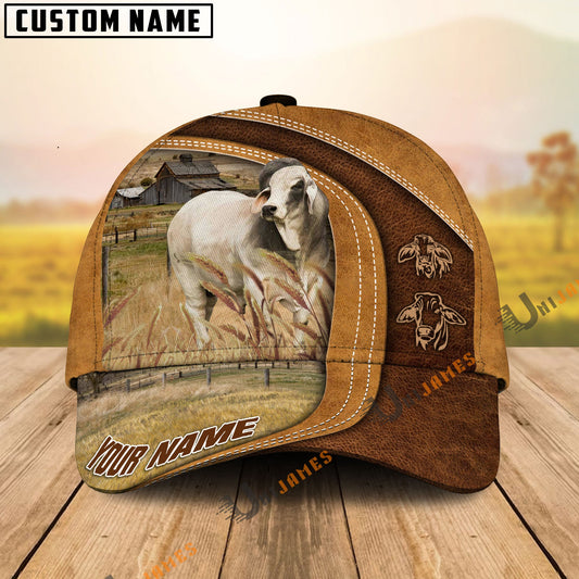 Uni Brahman Ranch Lift Leather Pattern Customized Name Cap