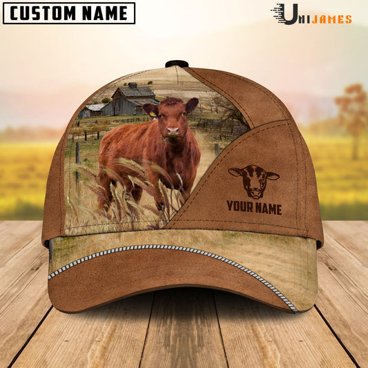 Uni Red Angus Cattle Personalized Name Brown Farm Cap