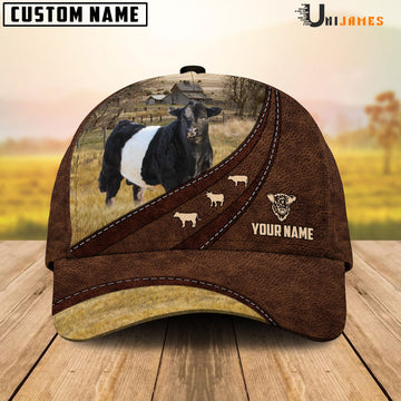 Uni Belted Galloway Amazing Farm Leather Pattern Customized Name Cap